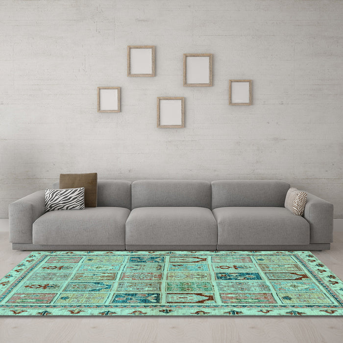 Machine Washable Abstract Light Blue Modern Rug in a Living Room, wshabs3026lblu