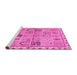 Sideview of Machine Washable Abstract Pink Modern Rug, wshabs3026pnk