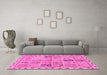 Machine Washable Abstract Pink Modern Rug in a Living Room, wshabs3026pnk