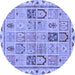 Round Abstract Blue Modern Rug, abs3026blu