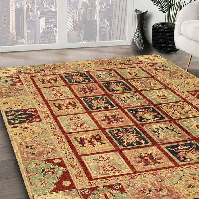 Machine Washable Abstract Yellow Rug in a Family Room, wshabs3027