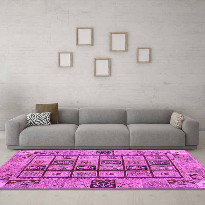 Machine Washable Abstract Purple Modern Area Rugs in a Living Room, wshabs3027pur