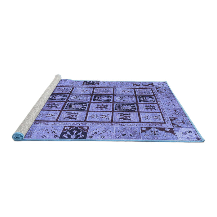Sideview of Machine Washable Abstract Blue Modern Rug, wshabs3027blu