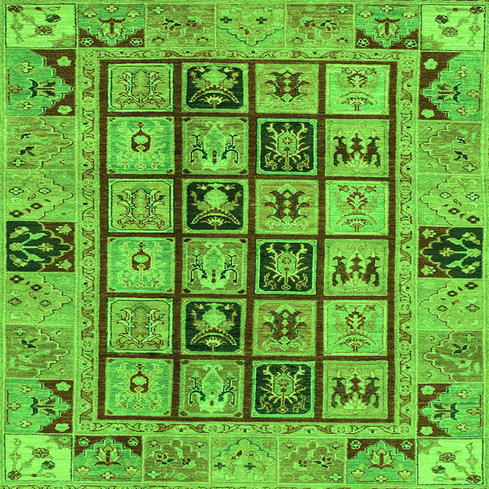 Square Abstract Green Modern Rug, abs3027grn