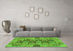 Machine Washable Abstract Green Modern Area Rugs in a Living Room,, wshabs3027grn