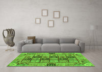 Machine Washable Abstract Green Modern Rug, wshabs3027grn