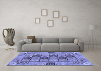 Machine Washable Abstract Blue Modern Rug, wshabs3027blu