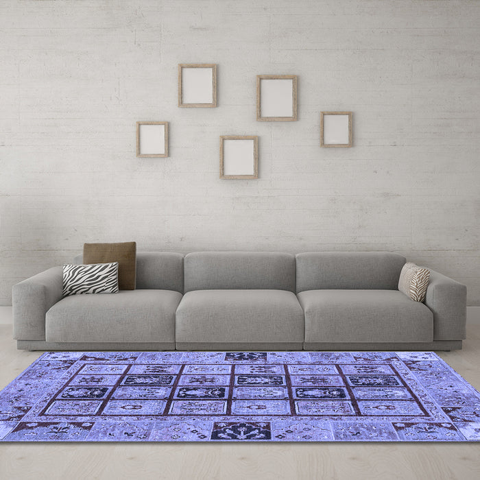 Machine Washable Abstract Blue Modern Rug in a Living Room, wshabs3027blu