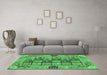 Machine Washable Abstract Emerald Green Modern Area Rugs in a Living Room,, wshabs3027emgrn