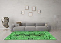 Machine Washable Abstract Emerald Green Modern Rug, wshabs3027emgrn