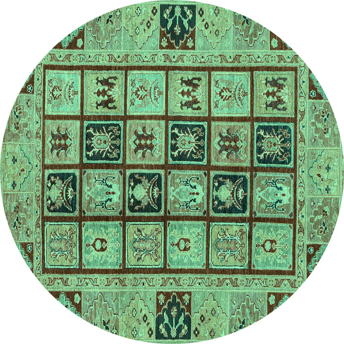 Round Abstract Turquoise Modern Rug, abs3027turq