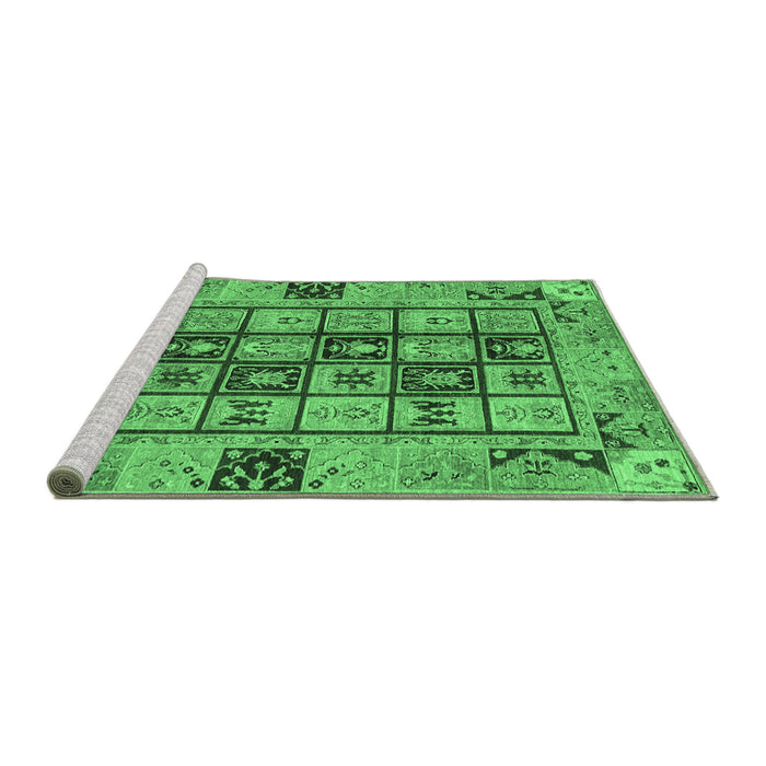 Sideview of Machine Washable Abstract Emerald Green Modern Area Rugs, wshabs3027emgrn