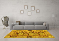 Machine Washable Abstract Yellow Modern Rug, wshabs3027yw