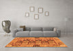 Machine Washable Abstract Orange Modern Area Rugs in a Living Room, wshabs3027org