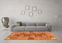 Machine Washable Abstract Orange Modern Rug, wshabs3027org