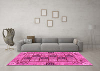 Machine Washable Abstract Pink Modern Rug, wshabs3027pnk