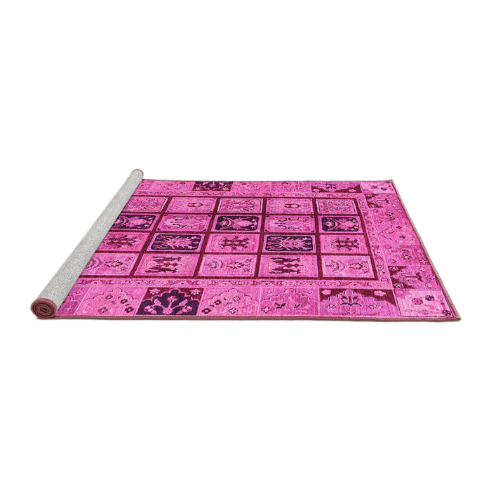 Sideview of Machine Washable Abstract Pink Modern Rug, wshabs3027pnk