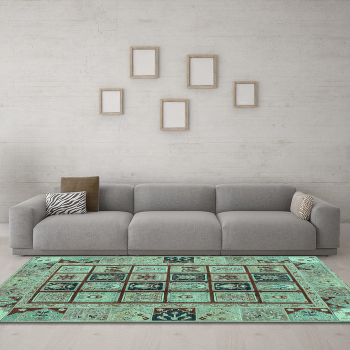 Machine Washable Abstract Light Blue Modern Rug in a Living Room, wshabs3027lblu