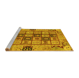 Sideview of Machine Washable Abstract Yellow Modern Rug, wshabs3027yw