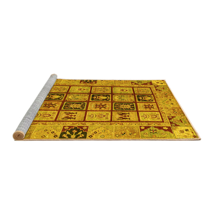 Sideview of Machine Washable Abstract Yellow Modern Rug, wshabs3027yw