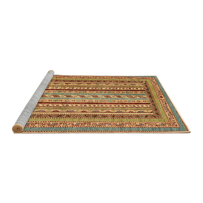 Sideview of Machine Washable Abstract Metallic Gold Rug, wshabs3028