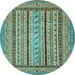 Round Abstract Light Blue Modern Rug, abs3028lblu