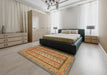 Abstract Metallic Gold Modern Rug in a Bedroom, abs3028