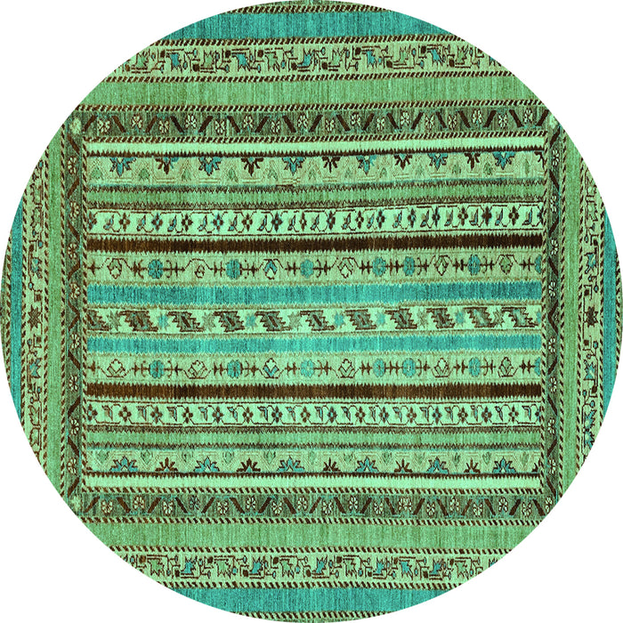 Round Machine Washable Abstract Turquoise Modern Area Rugs, wshabs3028turq