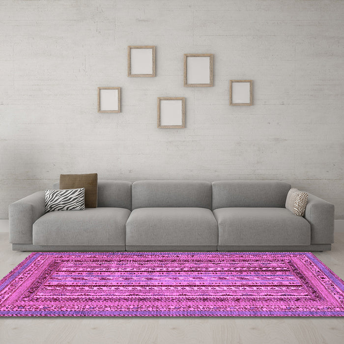 Machine Washable Abstract Purple Modern Area Rugs in a Living Room, wshabs3028pur