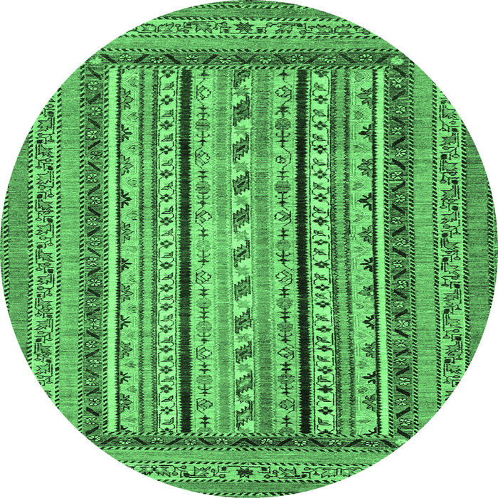 Round Abstract Emerald Green Modern Rug, abs3028emgrn