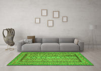 Machine Washable Abstract Green Modern Rug, wshabs3028grn