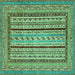 Square Abstract Turquoise Modern Rug, abs3028turq