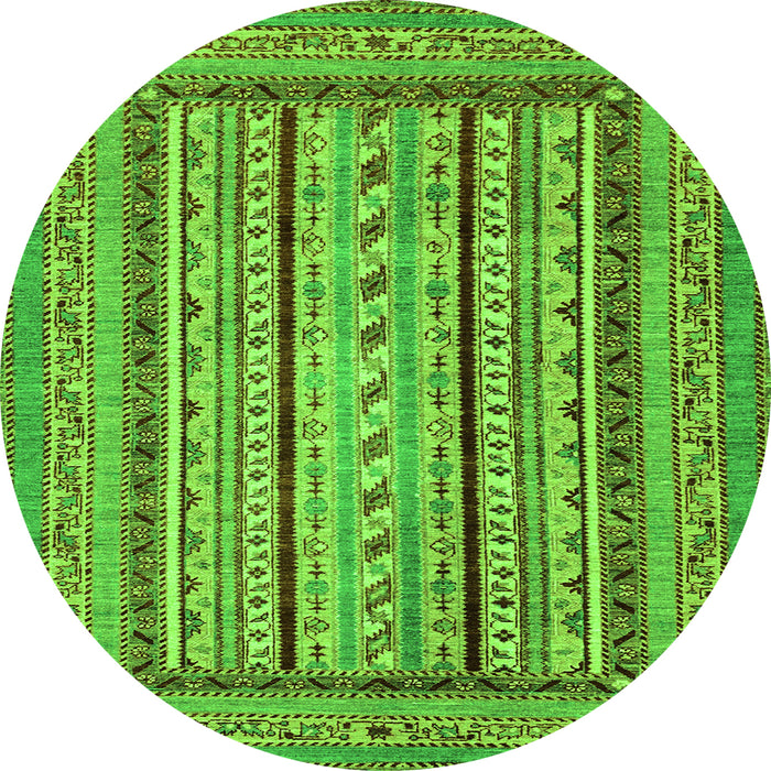 Round Machine Washable Abstract Green Modern Area Rugs, wshabs3028grn