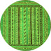 Round Machine Washable Abstract Green Modern Area Rugs, wshabs3028grn