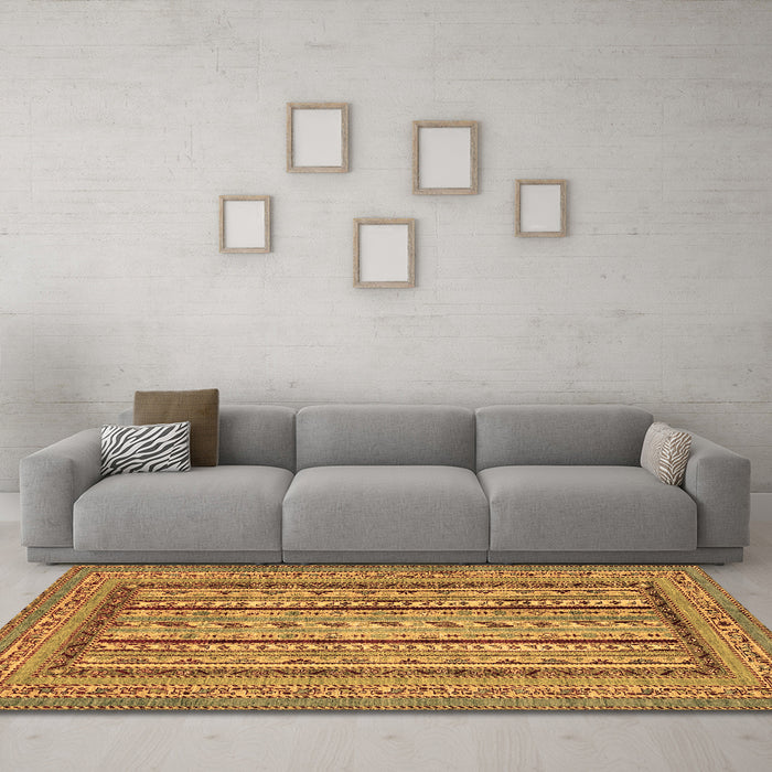 Machine Washable Abstract Brown Modern Rug in a Living Room,, wshabs3028brn