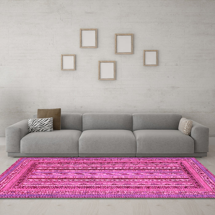 Machine Washable Abstract Pink Modern Rug in a Living Room, wshabs3028pnk