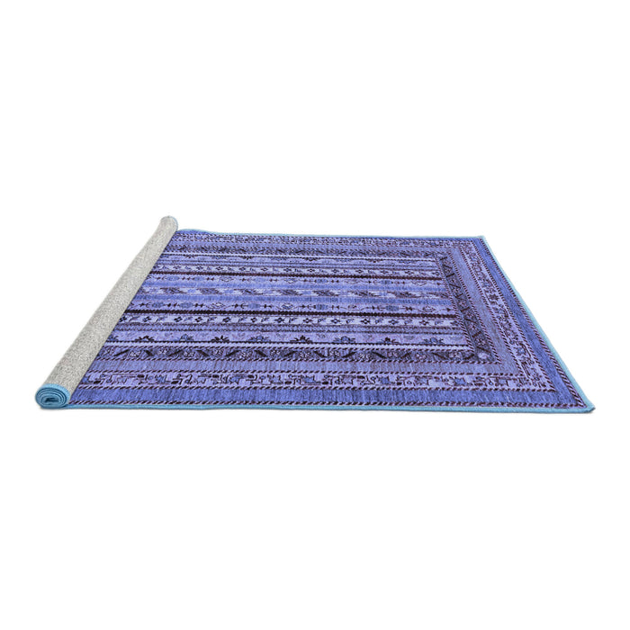 Sideview of Machine Washable Abstract Blue Modern Rug, wshabs3028blu