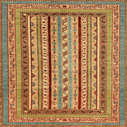 Square Machine Washable Abstract Metallic Gold Rug, wshabs3028