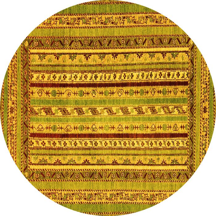 Round Abstract Yellow Modern Rug, abs3028yw