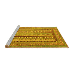 Sideview of Machine Washable Abstract Yellow Modern Rug, wshabs3028yw