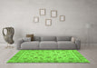 Machine Washable Oriental Green Traditional Area Rugs in a Living Room,, wshabs3029grn