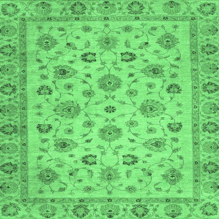 Square Machine Washable Oriental Emerald Green Traditional Area Rugs, wshabs3029emgrn