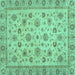 Square Machine Washable Oriental Turquoise Traditional Area Rugs, wshabs3029turq