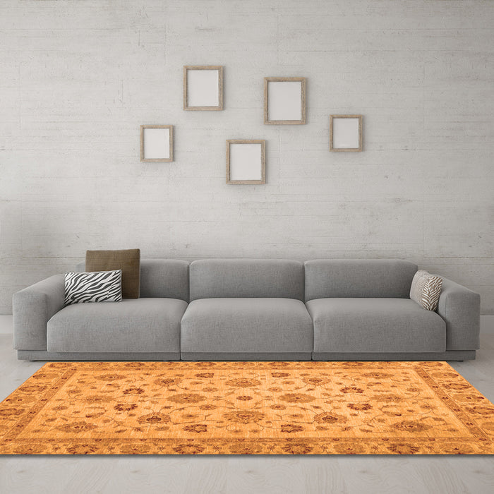 Machine Washable Oriental Orange Traditional Area Rugs in a Living Room, wshabs3029org