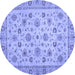 Round Machine Washable Oriental Blue Traditional Rug, wshabs3029blu