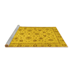 Sideview of Machine Washable Oriental Yellow Traditional Rug, wshabs3029yw