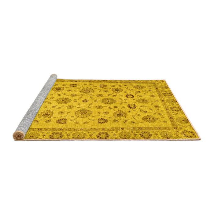 Sideview of Machine Washable Oriental Yellow Traditional Rug, wshabs3029yw