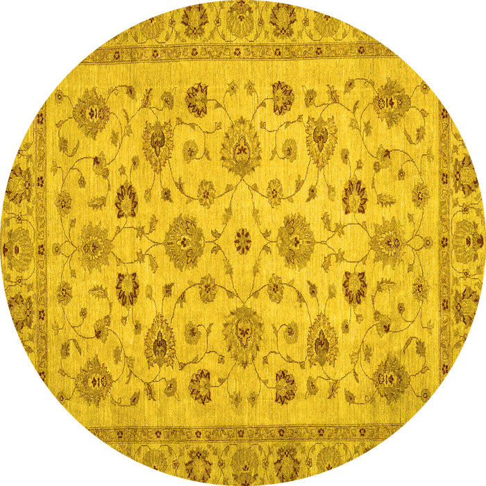 Round Oriental Yellow Traditional Rug, abs3029yw