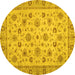 Round Oriental Yellow Traditional Rug, abs3029yw