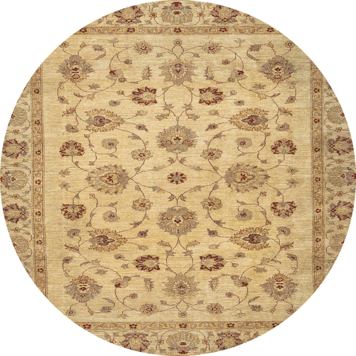 Round Abstract Cinnamon Brown Oriental Rug, abs3029